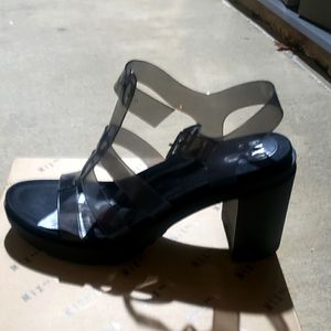 Women Black Jelly Heels